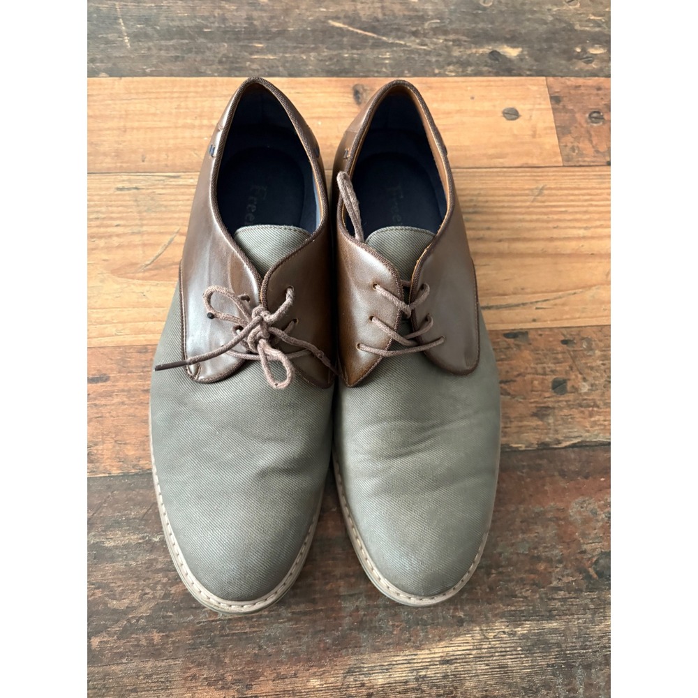 Freeman Winston Mens 10M Brown Olive Green Hybrid Derby Oxford Shoes‎